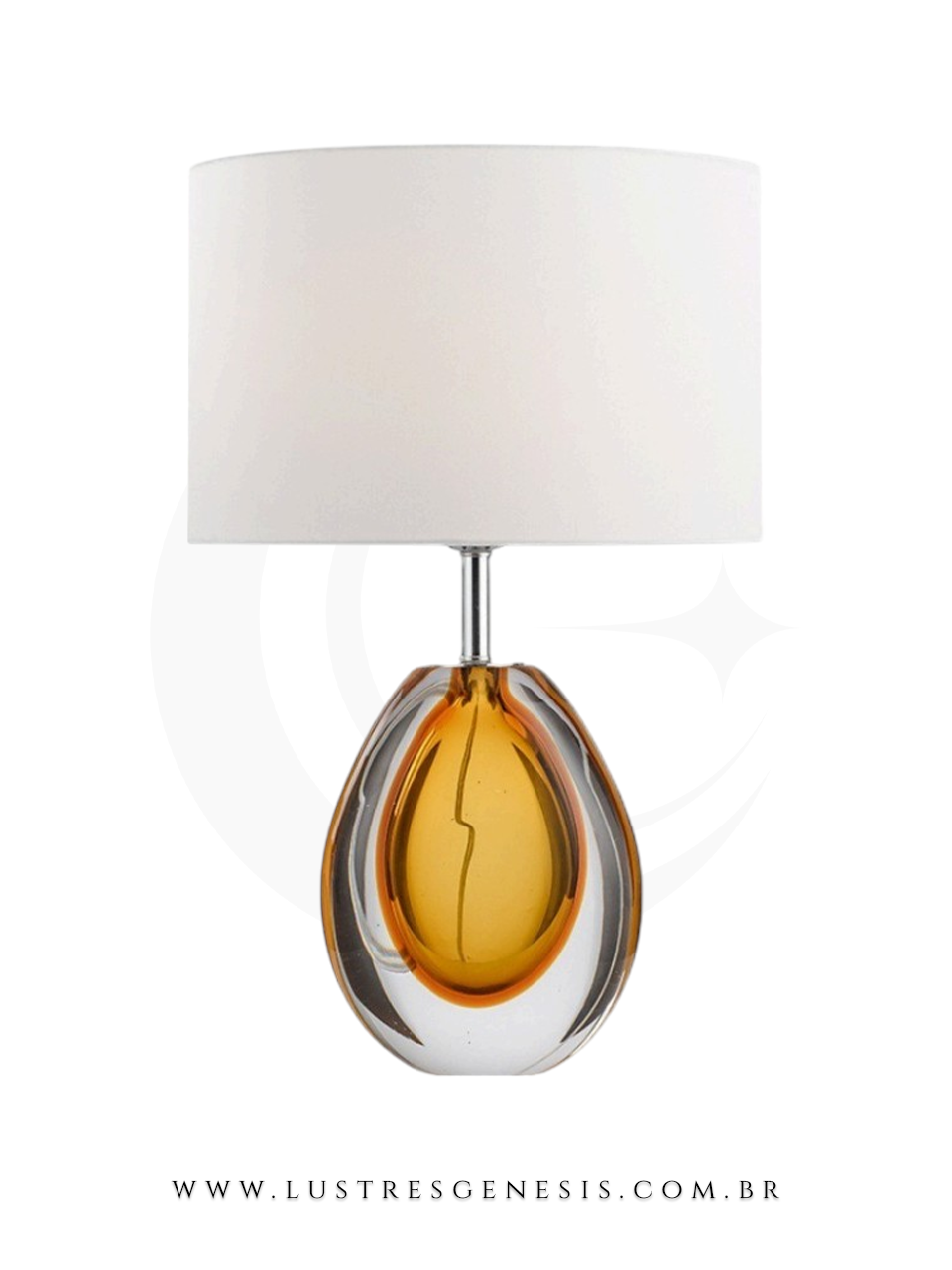 Abajur de Cristal e Detalhes Dourado Santorine